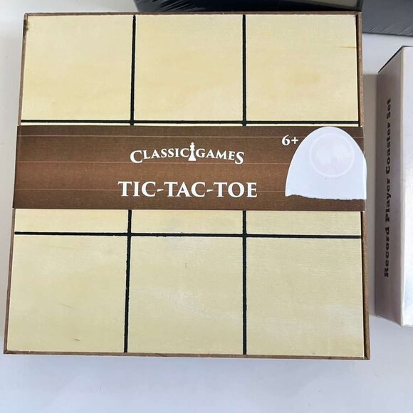 Vintage Game Night Gift Set Sofa Tray Tic Tac Toe Coasters & 70s Cards With Burl - Picture 3 of 15